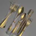 20 Piece Gold Silverware Set, Stainless Steel Flatware Set for 4 Food Grade Cutlery Utensil Set Include Knife Fork Spoon Mirror Polished Dishwasher Safe
