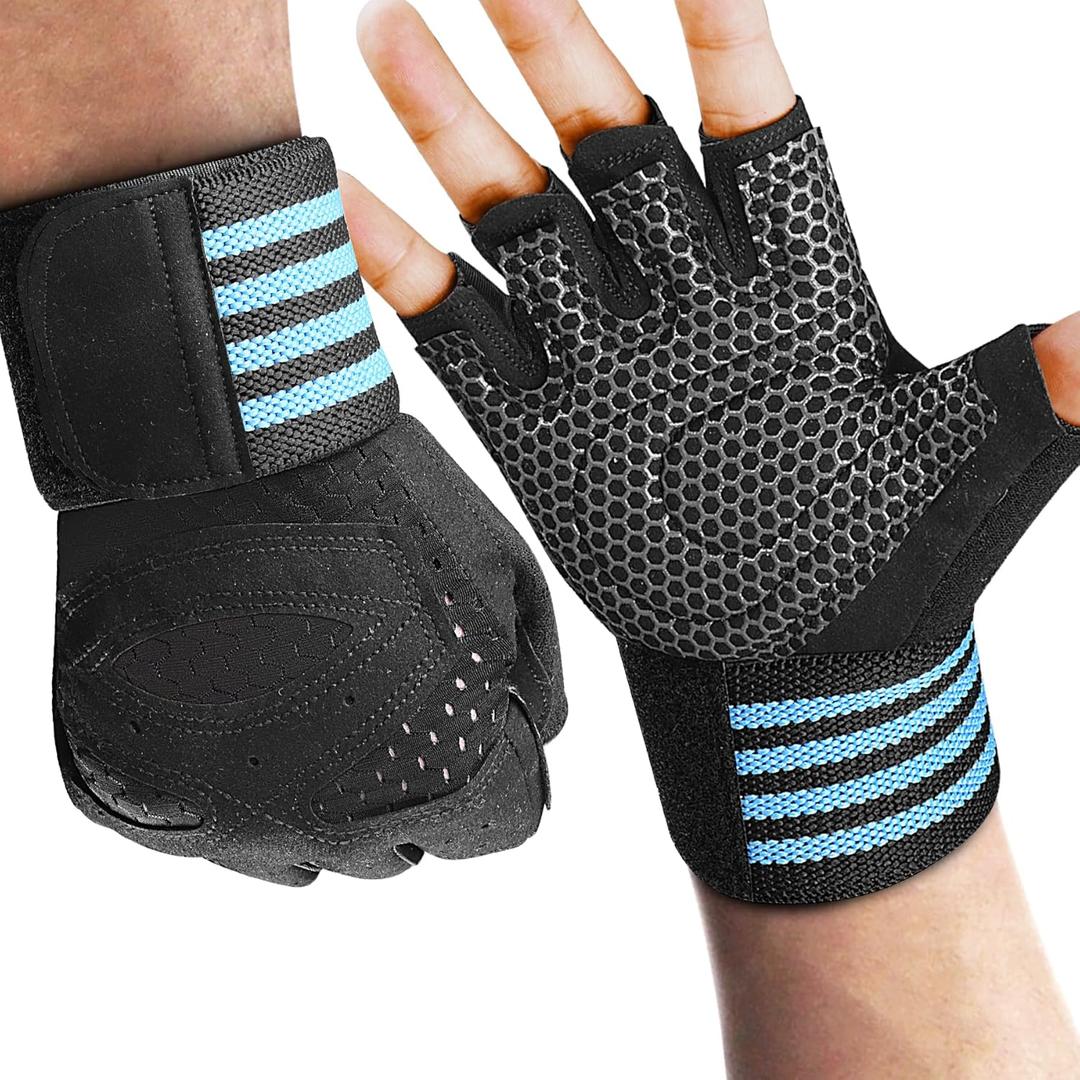 2 x Workout Gloves for Men and Women,Ventilated Weight Lifting Gym Gloves with Wrist Wrap Support,for Weightlifting,Full Palm Protection,Training,Fitness,Hanging (XX-Large)