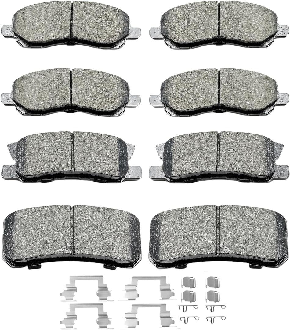 D866 D868 8pcs Ceramic Front Rear Brake Pads Set With Clips Fit For 2011-2014 Chrysler 200,For 2007-2010 Sebring,For 2008-2014 Avenger,For Compass/Patriot,For 2008-2016 Lancer,For 2007-2013 Outlander