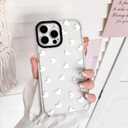 NITITOP Compatible with iPhone 13 Pro Case Cute Clear for Women Girls White Love Heart Pattern Ultra Slim with Bumper Protector Soft TPU Anti-Yellow Protective Cover - White Heart