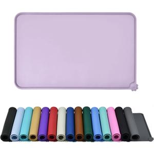Waterproof Pet Feeding Mat with High Raised Edges, Heavier and Thicker Placemats for Cat Dog Water Bowl with BPA Free, Dogs Cats Food Mats for Messy Drinkers to Prevent Spill and Protect Floors (24" x 16", Lavender)