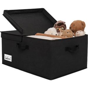 GRANNY SAYS Fabric Storage Bin with Lid, Linen Closet Organizers and Storage Baskets, Large Storage Box, Clothes Bins for Closet Organizing, Jumbo, Black, 1-Pack