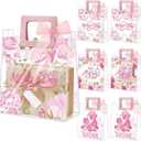 Blosssound 30 Pcs Mothers Day Gift Bags Bulk Medium Reusable Plastic Tote Bags with Handles & Ribbon 9x8x3 Inch Floral Mothers Day Party Favors Clear PVC Waterproof Wrap for Mom Grandma Gifts