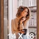 14x18 Wood Frame Brown, Rustic Natural Wooden 18x14in Poster Picture Frame, Distressed 14 x 18inch Woodgrain Gallery Photo Frame with HD Plexiglass, Horizontal Vertical Wall Mounting Display 1pcs