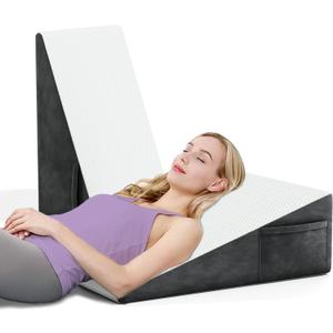 Bed Wedge Pillow for Sleeping, Triangle Pillow Wedge for Post Surgery, Memory Foam Wedge Pillows for Seniors/Adults, Sleeping Wedge for Back Pain Relief, Heartburn, Acid Reflux (1PC)