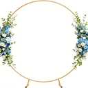 Round Backdrop Stand - 6.5FT(200cm), Wedding Arch, Balloon Arch Stand with Base for Wedding Baby Shower Birthday Party (Gold)