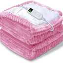 YONJION Electric Heated Blanket Throw, Heating Blanket Throw with 4 Timer Settings & 6 Heat Settings, Best Winter Gifts for Men and Women, White Elephant Gifts for Adults (50x60 Inch, Pink)