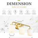 Brushed Gold Bathroom Vanity Light, Farmhouse Brass Sconces Wall Lighting with Milk White Glass, 3-Light Bathroom Light Fixture Over Mirror, AD-22004-3W-GD