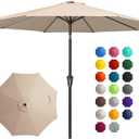 JEAREY 10FT Outdoor Patio Umbrella Outdoor Table Umbrella with Push Button Tilt and Crank, Market Umbrella 8 Sturdy Ribs UV Protection Waterproof for Pool, Garden (Beige)