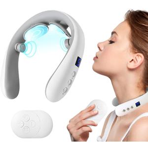 Neck Massager with Heat, Portable Electric Neck Massager for Pain Relief Deep Tissue, 10 Modes&16 Levels, 130g Ultra-Light Wear, Relax Gift for Her/Him/Friend/Dad/Mom-BY430