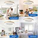 Depuley LED Ceiling Fan with Light: 19" Modern Flush Mount Low Profile Ceiling Fans with Remote & Smart APP Control - Gold Bladeless Fandelier Dimmable Quiet DC Motor for Bedroom Kids Room 6 Speeds