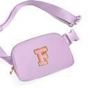 Gitus Initial Belt Bag Fanny Pack Crossbody Bag for Girls Birthday Gifts Age 8-10 Teen Girl Gifts Trend Stuff Personalized Letter Gifts for Daughter Sister (Lavender-F)