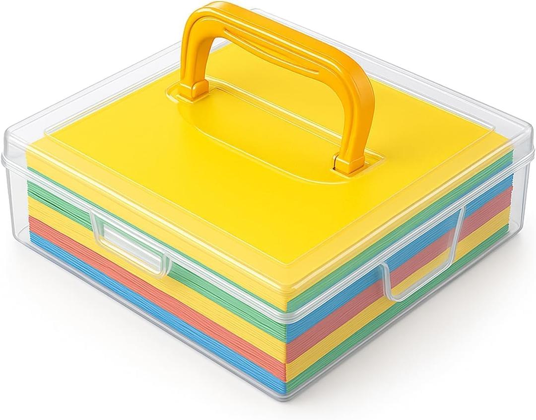 JapanBargain, 3-Pack Japanese Origami Paper Storage Box, Fits 6-inch Folding Paper up to 400 Sheets, Clear Plastic Craft Organizer for Cardstock, Stamps, Sewing Kit Tools, Made in Japan