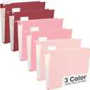 Y YOMA Letter Size - 6 Pack Extra Capacity Hanging File Folders Accordion Decorative Reinforced File Folder Cute Colored Expandable Folder for Office Home with 1/5-Cut Adjustable Tabs, Cute Pink