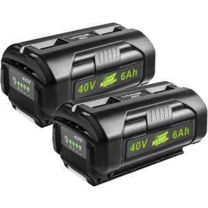 OP4060 40V 6000mAh Lithium Battery Replacement for All Ryobi 40-Volt Power Tools OP4015 OP4026 OP40201 OP40261 OP4030 OP4040 OP40401 OP4050 OP40501 OP4050A OP40601 OP4060A RY40200 RY40403 2 Pack