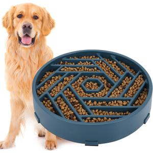 TOBYTO Slow Feeder Dog Bowls Large Medium Breed,Anti-Choking Slow Eating Dog Food Bowl,Non Slip Pet Slower Food Feeding Bowls Large Puzzle Slow Feeder Bloat Stop Maze Dog Dishes,Dark Blue