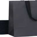 12pcs, 11.8x4.7x9" (2) Medium Size, Black Paper Bags with Black Cotton Handles, Thick Sturdy Durable Gift bags