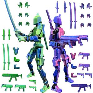 T13 3D Action Figure Set (Assembly Completed), 3D Printed Multi-Jointed, Titan 13 Action Figures, Multi-Articular Lucky Mobile Robot Nova T-13,Desktop Decorations for Game Lovers Toys (Blue/Purple)