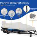 1200D Waterproof Boat Cover - Fits 17' to 19' ft Bass, V-Hull, Tri-Hull, Fish & Ski, Runabout Bowrider Boats - Heavy Duty Canvas Gray