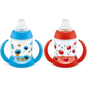 NUK Learner Cup, 5oz, Pack of 2, Sesame Street, Elmo and Cookie Monster  Soft Spout, Easy-Grip Handles, BPA Free, Spill Proof Transition Sippy Cup