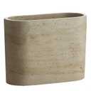 Natural Travertine Textures Mini Trash Can, Small Counter Rectangle Trash Can for Bathroom Kitchen Table Desk, Tiny Waste Basket for Vanity - Silicone Pad Anti Scratch, Non-Slip (Made of Resin)