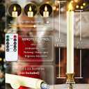 Homemory 12 Pcs Plastic Flameless Taper Candles with Remote Timer Dimmer, Ivory Led Candlesticks with Flickering Flame Light, Lifelike Taper Candles Battery Operated for Indoor Decoration 9.6 Inches