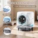 Cat Foldable Litter Box with Lid & Scoop – Middle Enclosed Anti-Splashing, Front Entry, Easy Clean and Odor Control, Space-Saving for Indoor Small Cats (Grey)
