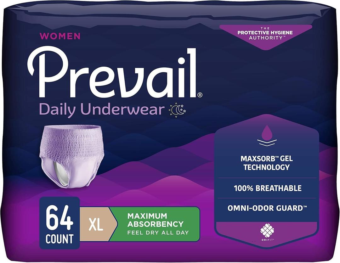 Prevail Proven | X-Large Pull-Up | Womens Incontinence Protective Underwear | Maximum Absorbency | 64 Count