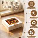 Homrelaxy 70 Pcs White Bakery Boxes with Window - 8x8x2.5 Inches Cardboard Cookies Boxes with Stickers for Macaroon, Pastries, Donuts, Cupcakes, Cookies and Chocolate Strawberries