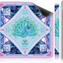 XINTONG American Mahjong Mat, 3232 InchesMahjong Mat for Table with Rules, Anti-Slip Waterproof Noise Reduction Wrinkle-Free Mah jongg Mat, No Creases (Crystal Peacock)