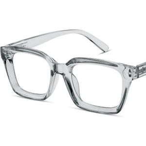 IBOANN Oversized Blue Light Glasses for Woman, Funky Fashion Glasses With Preppy Look, Reduce Screen Fatigue Computer Glasses (Medium, Seed Grey)