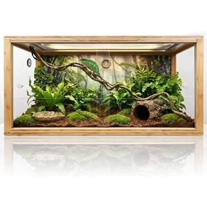 50 Gallon Bamboo Reptile Enclsoure,36"x16"x18" Bearded Dragon Tank Also for Ball Python,Snake,Gecko,Turtle with Sliding Door Top Screen Ventilation,Stackable Large Reptile Terrariums