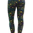 Tipsy Elves Mardi Gras Leggings - Comfortable Non See-Through Mid and High Waisted Stretch Leggings (Black, M)