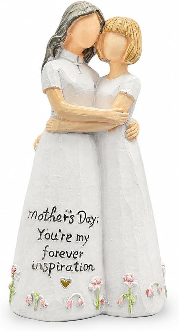 Gifts for Mom from Daughter, Hand-Painted Mother Daughter Figurine Resin Statue, Sentimental Mom Keepsake Decor, Birthday Gifts for Mother, Forever in My Heart Sculpture