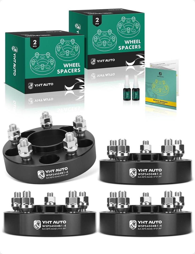 YHTAUTO 5x4.5 Hub Centric Wheel Spacers 1.25 Inch Fit Explorer, Edge, Mustang, Ranger, Aviator, Town Car, B2500, B3000, B4000, Mountaineer, 5 Lug 5x114.3mm Tire Spacers 1/2"-20 Studs, 70.5mm Hub Bore
