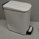 TIPGO Slim Bathroom Trash Can with Lid Soft Close, Step Pedal, 6 Liter / 1.6 Gallon Stainless Steel Trash Bin, Small Garbage Cans for Bedroom, Office, Kitchen (White)