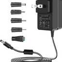 TKDY 24V DC Power Supply Cord 100-240V AC to DC 24 Volts, Compatible with 24Vdc 1.5A 1500mA 1A 1000mA 0.5A 500mA 0.1~1.5A Power Adapter, with 5 Tips. (Not Compatible 24V Battery Charger).