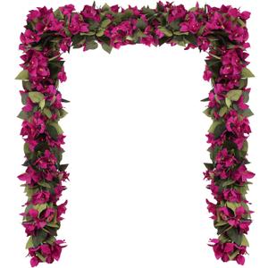Artificial Bougainvillea Garland,4PCS 7.2ft/Piece Pink Flower Garland Faux Silk Bougainvillea Vines Artificial Decor for Wedding Arch Table Home Garden(Deep Pink), 7.22 feet