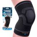 Copper Fit unisex adult ICE Sleeve, S/M Knit Compression Knee Sleeve Infused with Menthol and CoQ10 for Maximum Recovery, Black, Small /Medium US (12"-16")