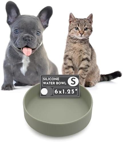 Should We Go? The Perfect Dish No-Spill Dog Water Bowl, Less Mess Non-Tippable Water & Food Bowl, Pure Silicone with Suction Cup, Fits 2 Cups 4” Across x 1.25” Tall, Ideal for All Pets, Small-Sage