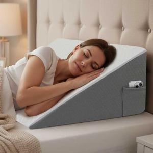 12 inch Bed Wedge Pillow for Adults Seniors, Cooling Memory Foam Incline Pillow for Sleeping, Reading & Resting, Back Support and Leg Elevation, Ideal for Couch, Bedroom & Living Room, 24*24*12inch