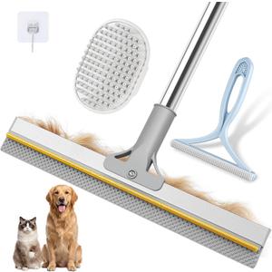 Pet Hair Remover for Carpet, 54 Inch Adjustable Long Handle Carpet Rake for Pet Hair Removal, 3 Piece Dog Hair Carpet Rake and Carpet Scraper Tool for Rugs, Couch, Stairs, Furniture