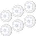 BLS Motion Sensor Light Indoor, Wireless LED Night Light, Under Cabinet Lighting, Battery Powered Puck Lights for Closet, Kitchen, Stairs, Wall, AA Battery Operated, Stick on, Dimmable, White, 6 Pack