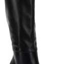 Juliet Holy Womens Pointed Toe Knee-high Boot Wide Calf Chunky Block Side Zipper Go-go Boots (7, Black)