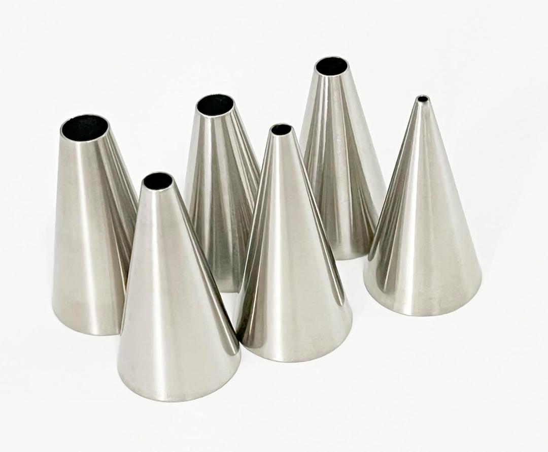 5pcs Round Icing Piping Tips, Standard Size Piping Nozzles Set, Stainless Steel Frosting Piping Kit, Cake Decorating Icing Tips Suitable for Standard Coupler