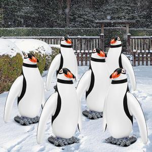 Syhood 6 Pcs 20'' Inflatable Penguin Pool Float Aquatic Animals Decorations for Winter Decor Summer Party Supplies Outdoor Indoor Lawn Yard Garden Pool Decorations