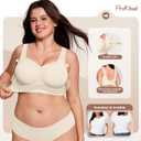 ProKloud Jelly Bras for Plus Size Women Wireless Full Coverage No Underwire | Seamless Supportive Push UP Bra,Back Smoothing for Older Women,Soft Gel Minimizer Bralette for Large Breasts,Semi-Fixed Pads (Beige, L)