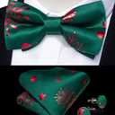 DiBanGu Mens Christmas Vest and Bow Tie Set Festival Christmas Snowflake Suit Vest for XmasNew Year Party Formal (Small, Green Red Snowflake)