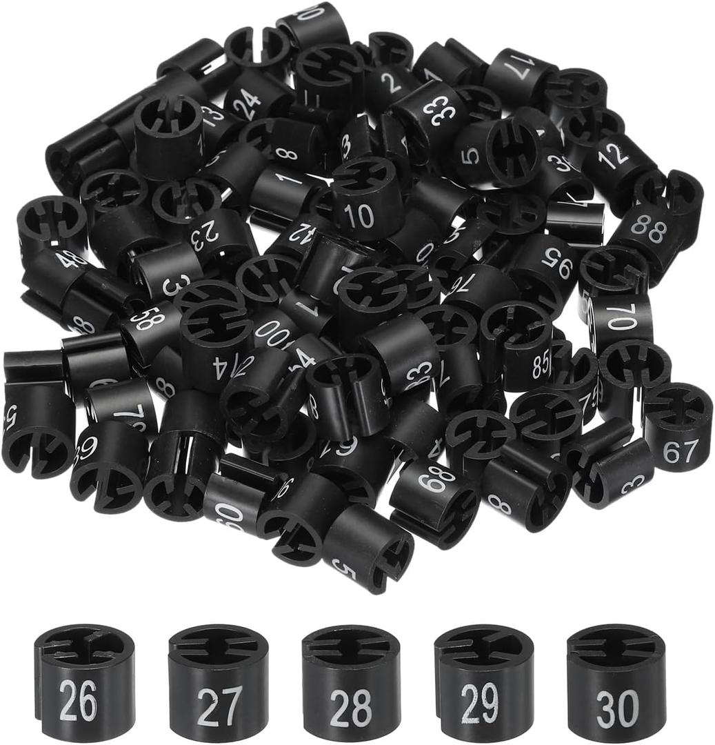 MECCANIXITY Clothes Hanger Marker Colored Hanger Sizer Garment Markers Tag (Number 1-100, Black) for Garment Clothing Color Coding, Set of 100