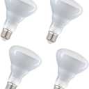 BR30 65W Flood Incandescent Light Bulbs, 2700K Soft White, E26 Base, 110V-130V, 65 Watt Reflector Indoor Flood Light Bulb,620 Lumens (4-Pack)